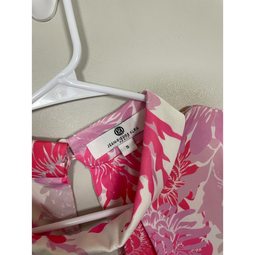 Jean-Pierre Klifa Paris Pink Floral Sleeveless Dress Size Small Preppy Coastal - Picture 7 of 9